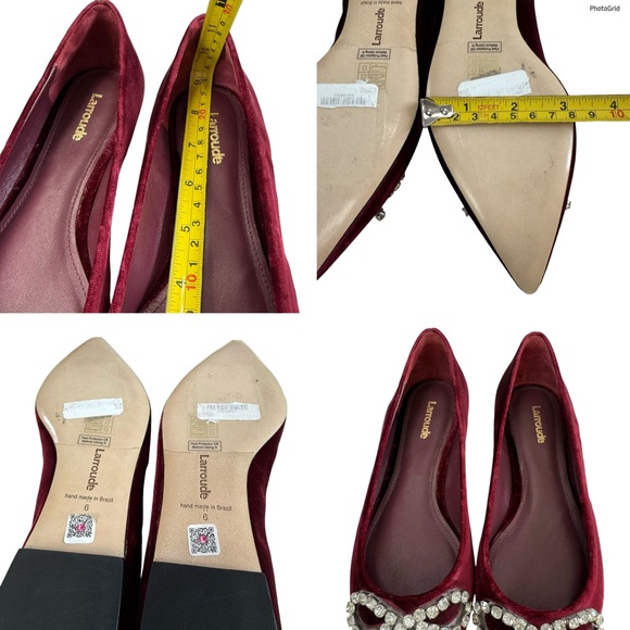 NWOT Larroude Lee Crystal-Embellished Bow Velvet Ballet Flats Size 6 - Picture 16 of 16